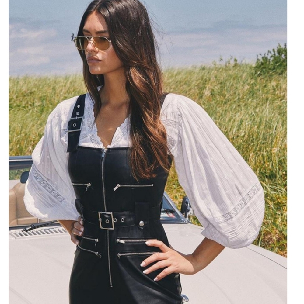 WeWoreWhat Vegan Leather Moto Overalls